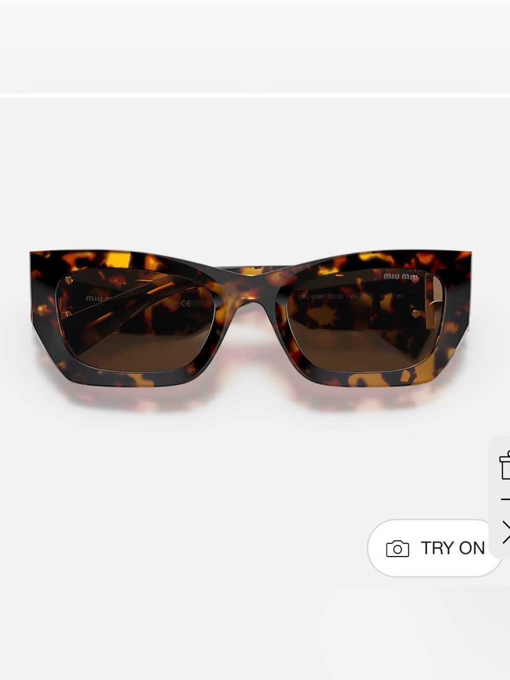 Miu Miu Tortoiseshell Cat-Eye Sunglasses with Brown Lenses MU 09WS